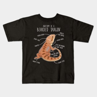 Bearded Dragon Lizard Reptile Anatomy Kids T-Shirt